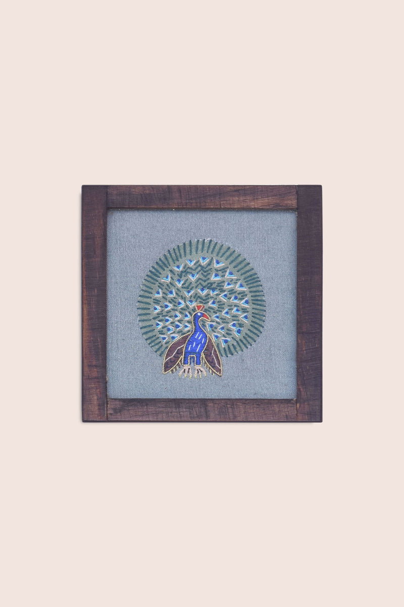 Dancing Peacock Handwoven Coasters - Set Of 2 Pcs