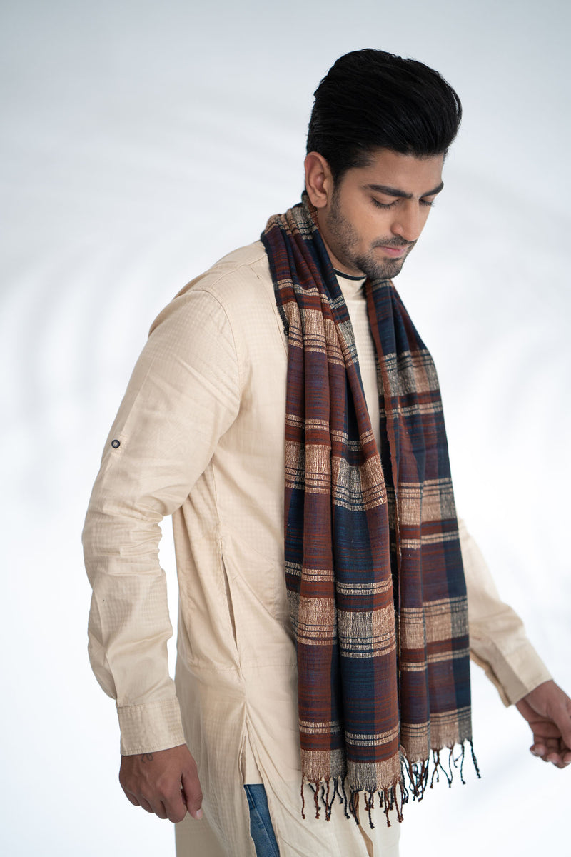 llamar Handwoven Cotton Ghicha Silk Stole
