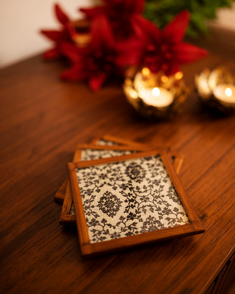 Zubdat Handwoven Coasters - Set of 2 pcs with Coaster Holder