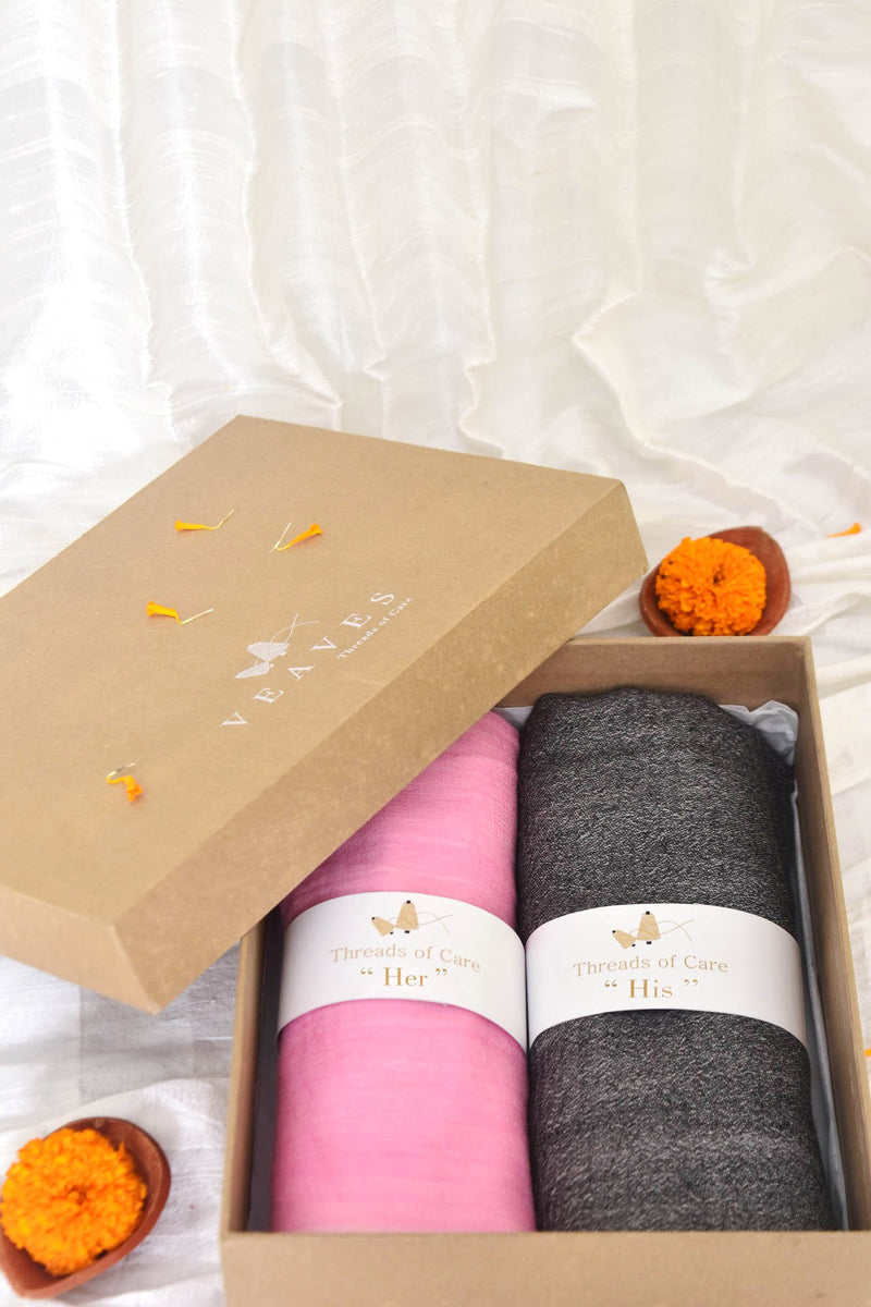 Gift Hamper of Fine Wool Cashmere Stoles For Her & His