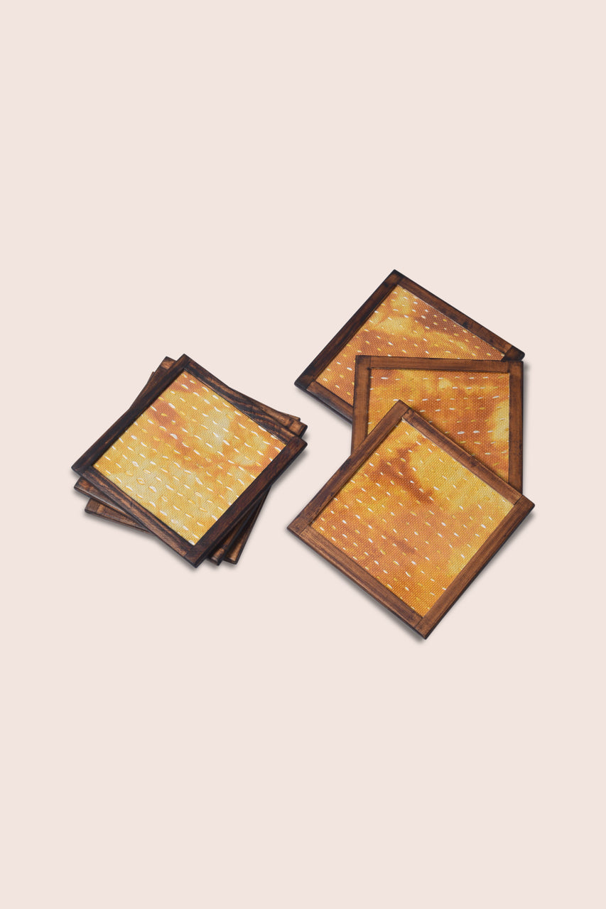 Pearl Handwoven Coasters - Set Of 2 Pcs with Coaster Holder
