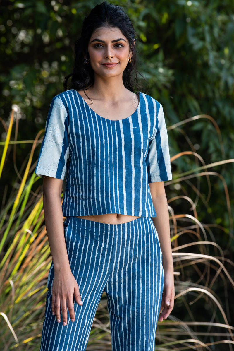 Akio Hand-Printed Cotton Top