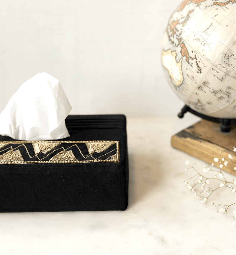 Bold Black  Tissue Box - Veaves